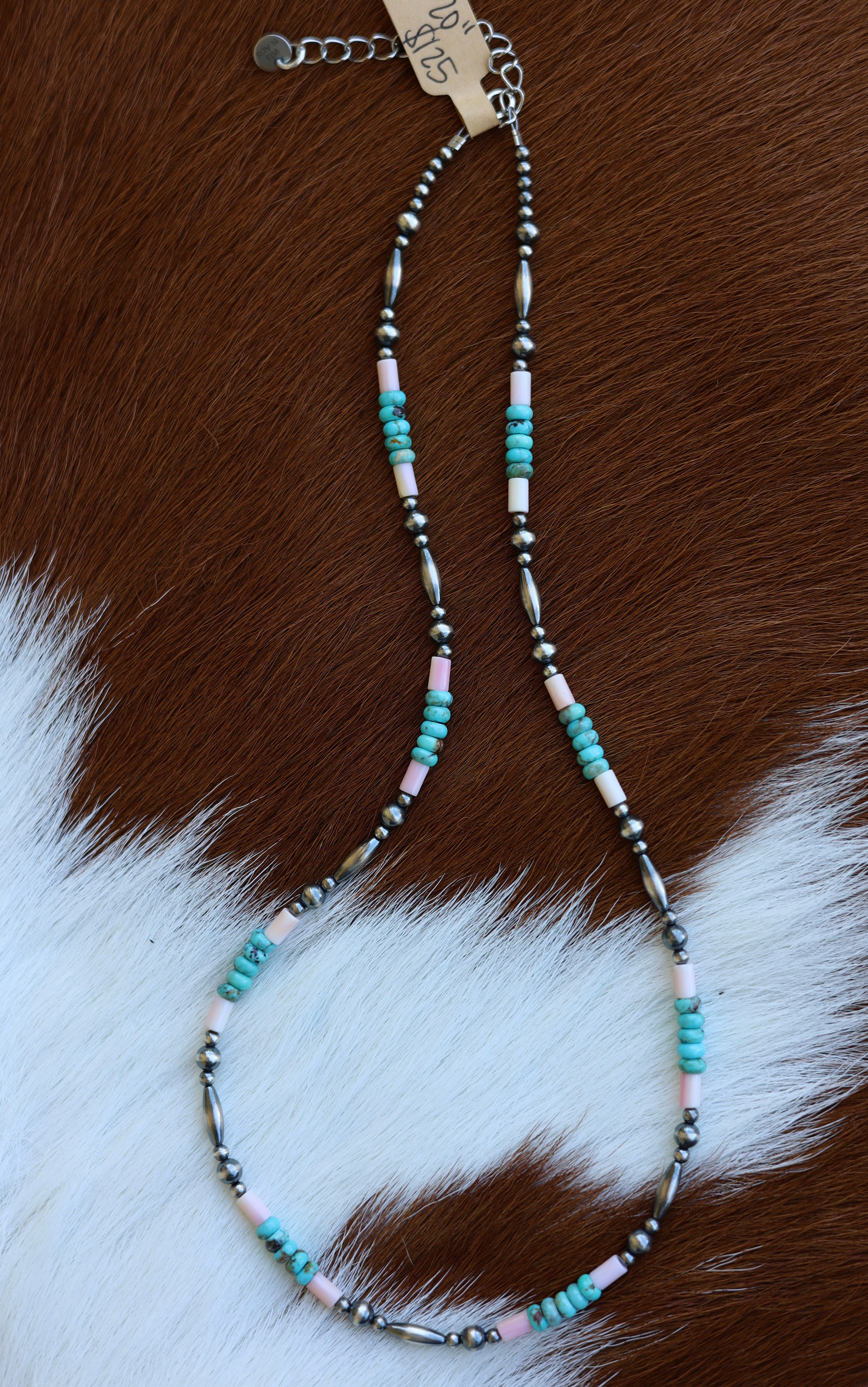 Baja Turquoise & Pink Conch Necklace 18-20”