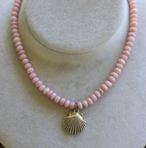Pink Opal Seashell Necklace 15-17”