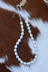 Freshwater Pearl & Rose Quartz Necklace 15.5-17.5”