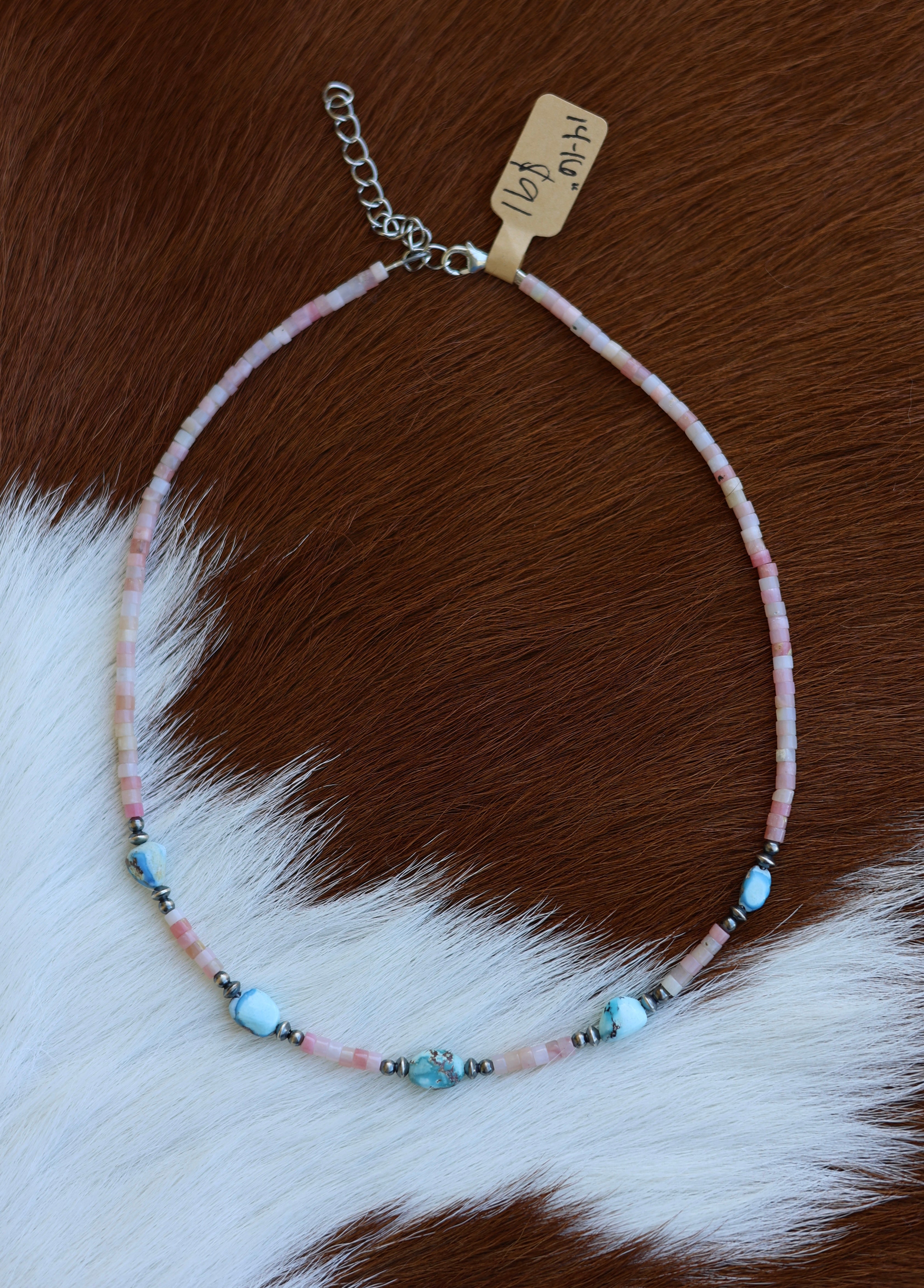 Pink Opal & Golden Hills Necklace 14-16”