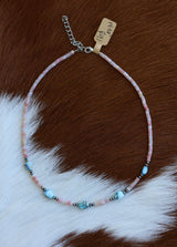 Pink Opal & Golden Hills Necklace 14-16”