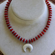 Coral & Larimar Crescent Necklace 16-18”
