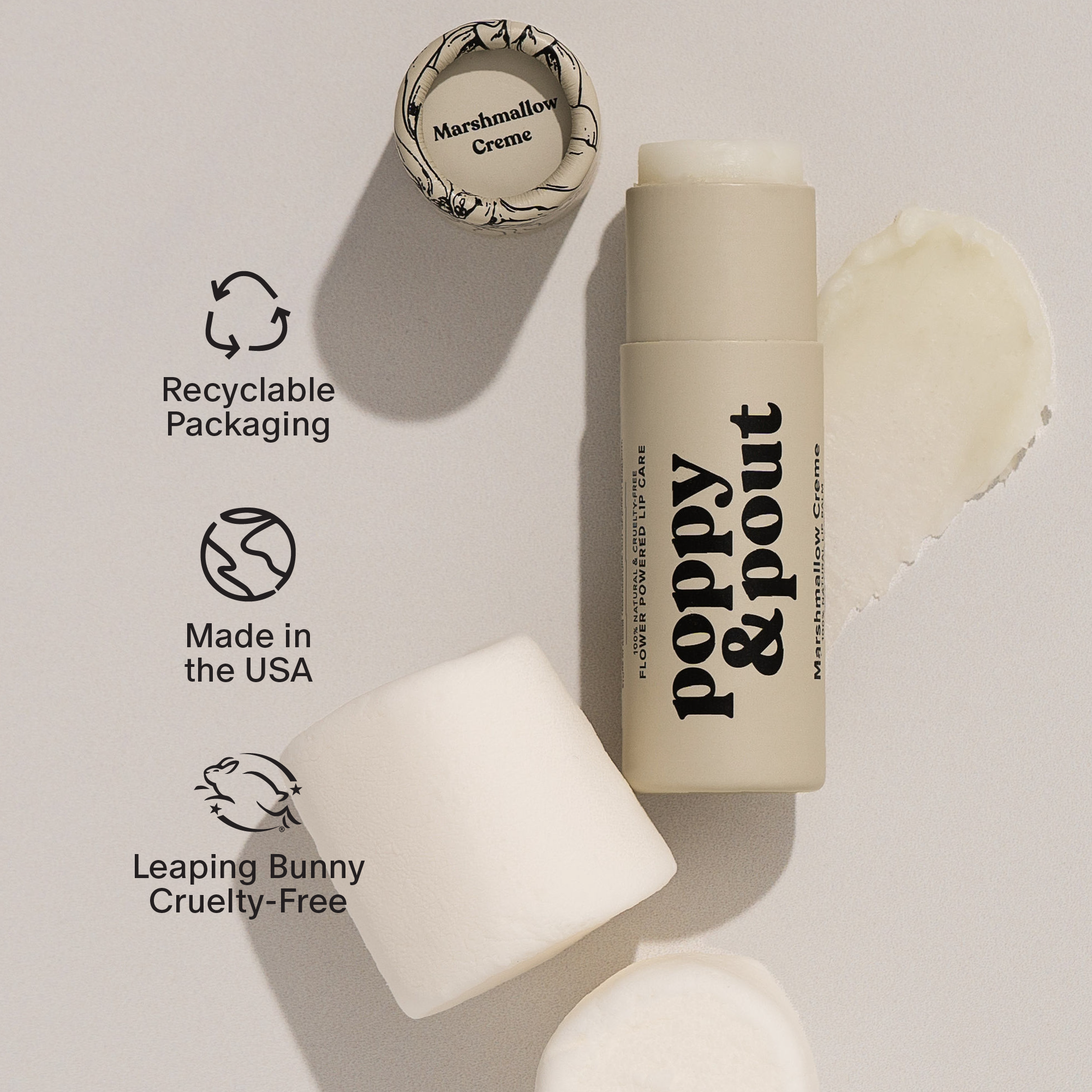 Poppy & Pout Lip Balm in Marshmallow Creme
