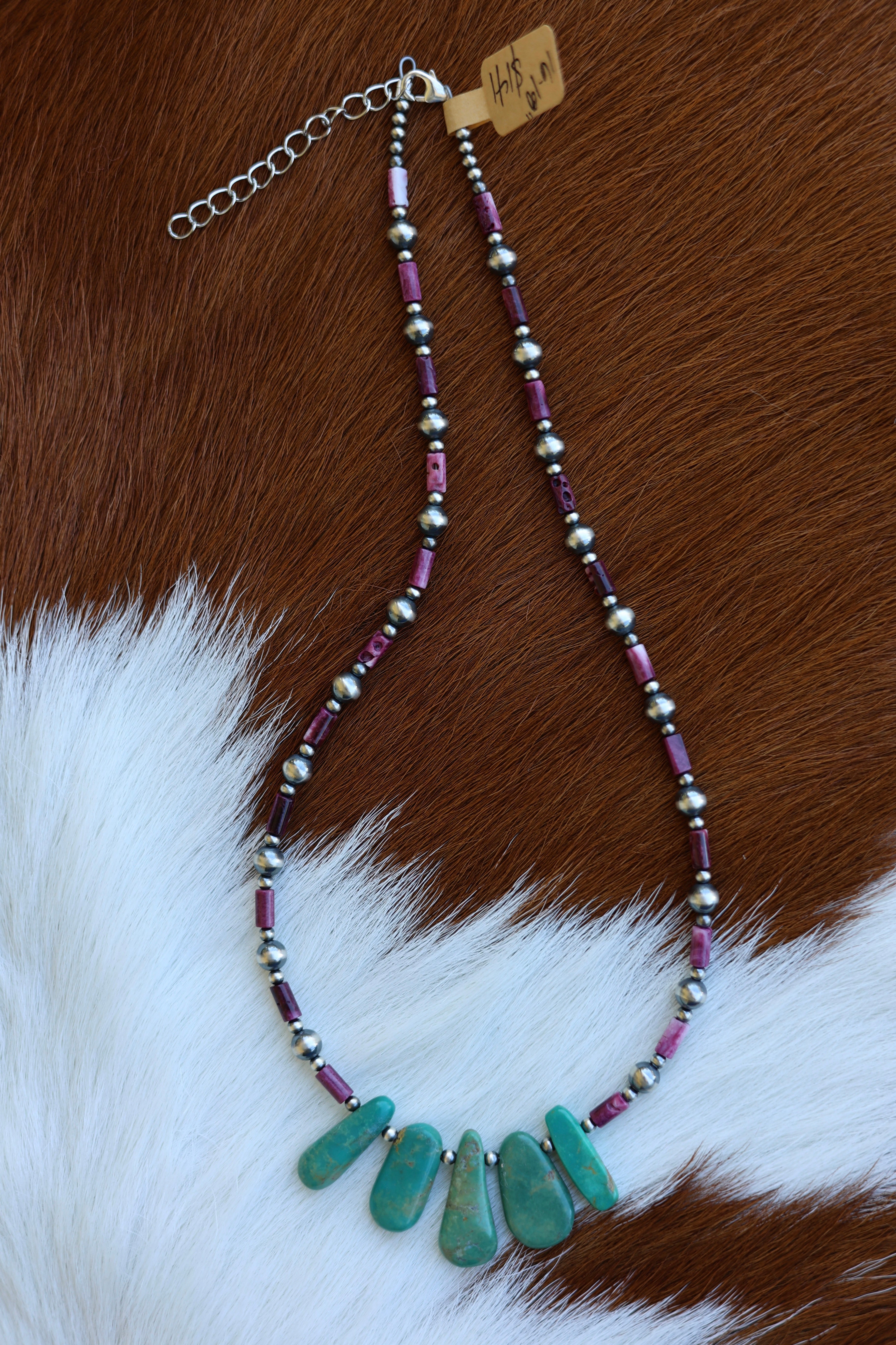 Purple Spiny & Emerald Valley Turquoise Necklace 16-18”