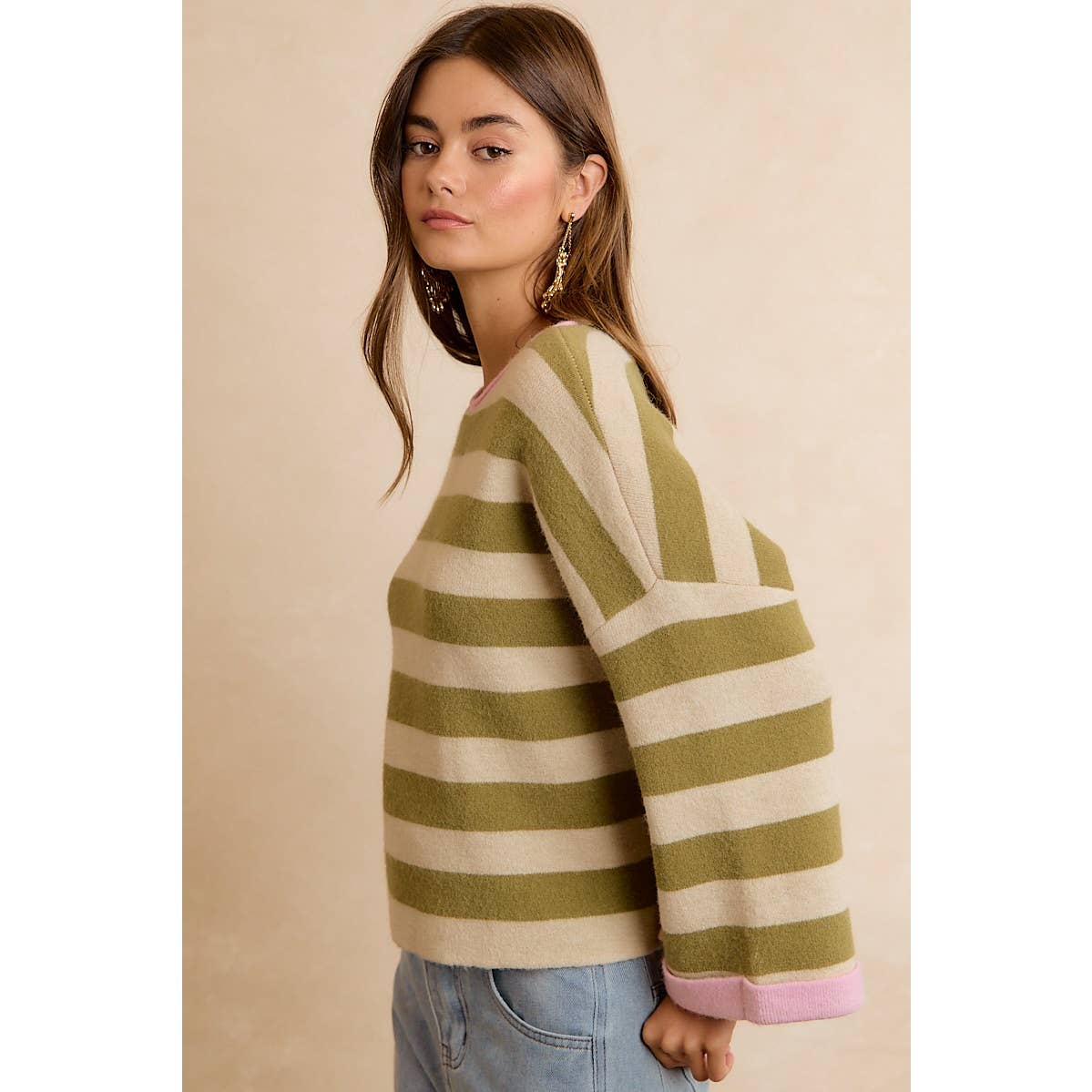 The Olive Striped Sweater