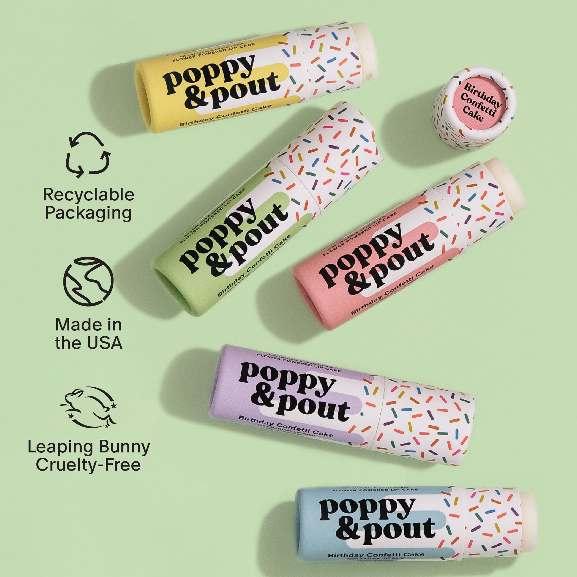 Poppy & Pout Lip Balm in Birthday Confetti Cake