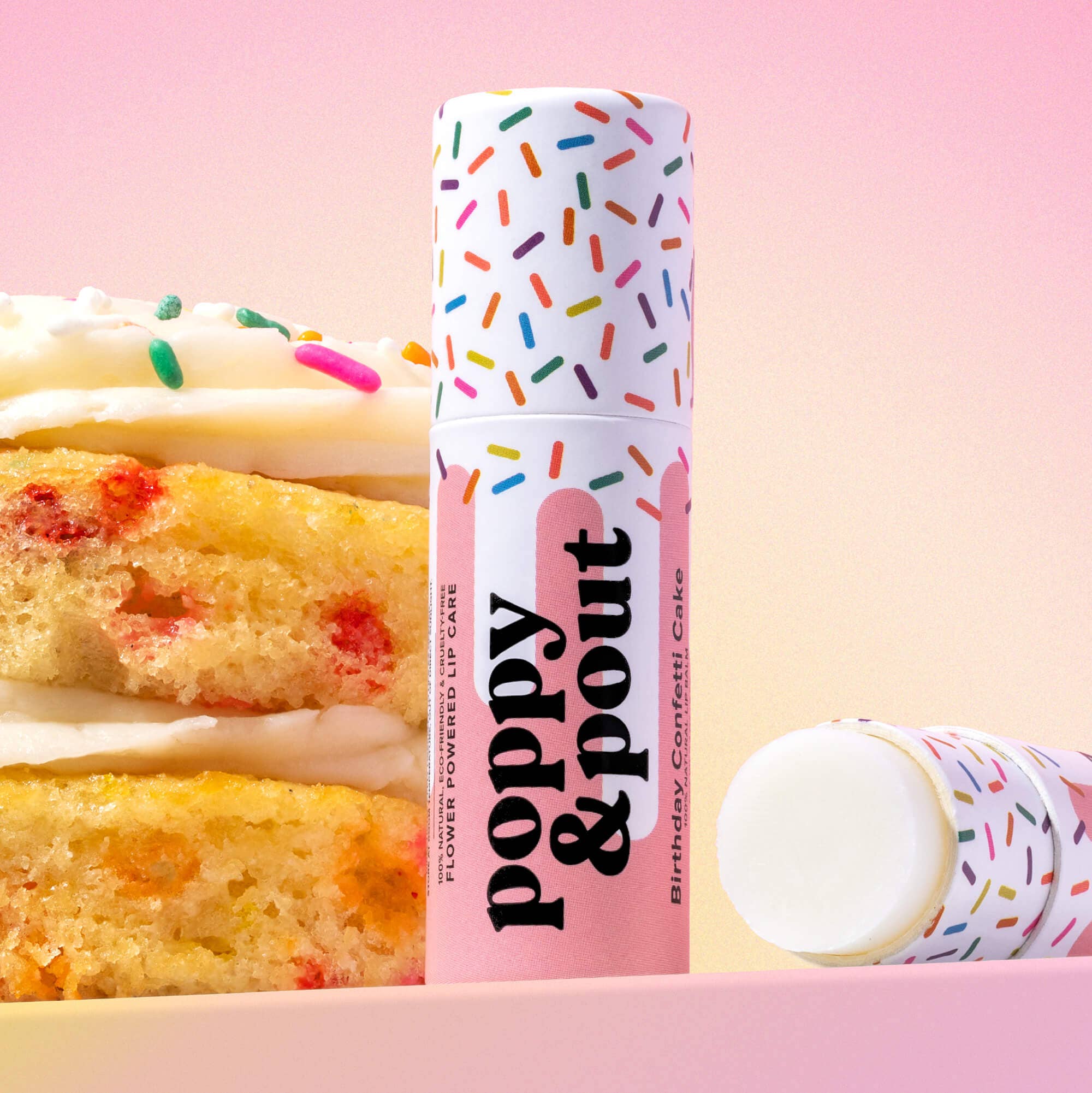 Poppy & Pout Lip Balm in Birthday Confetti Cake
