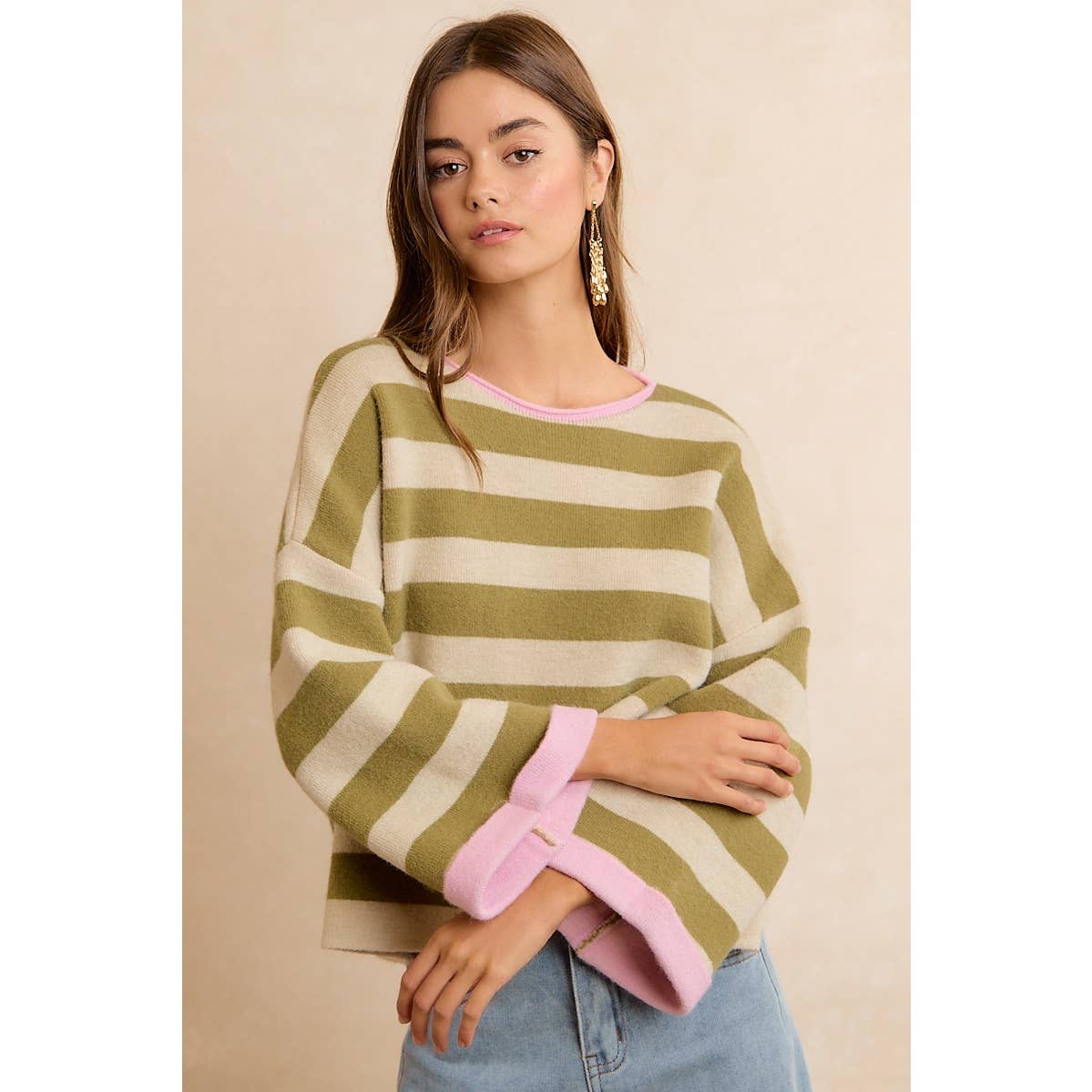 The Olive Striped Sweater