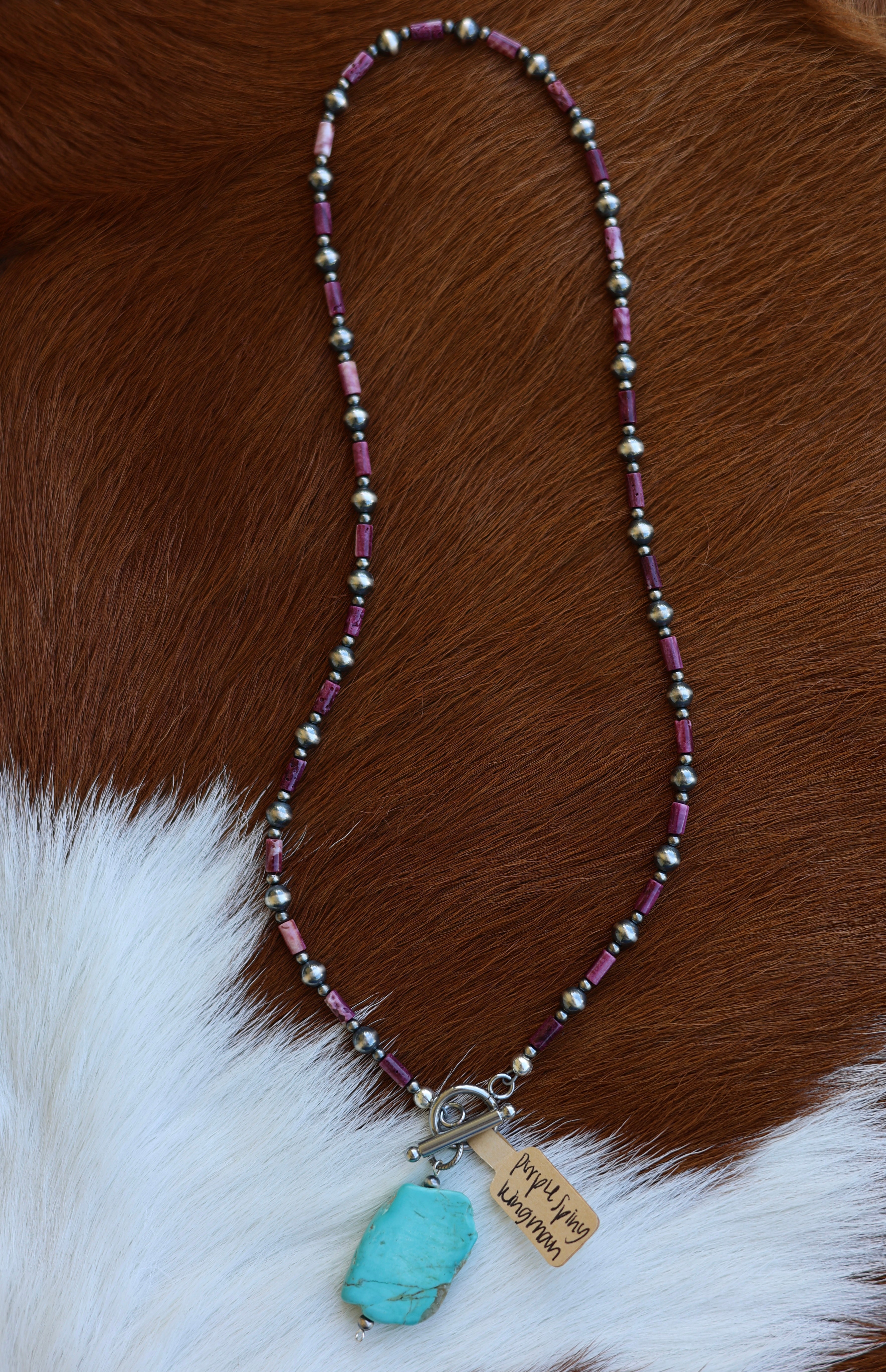 Purple Spiny & Kingman Slab Necklace 18”