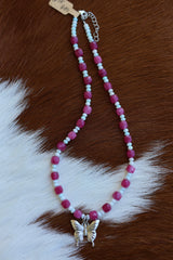 Opal & Tourmaline Butterfly Necklace 16-18”