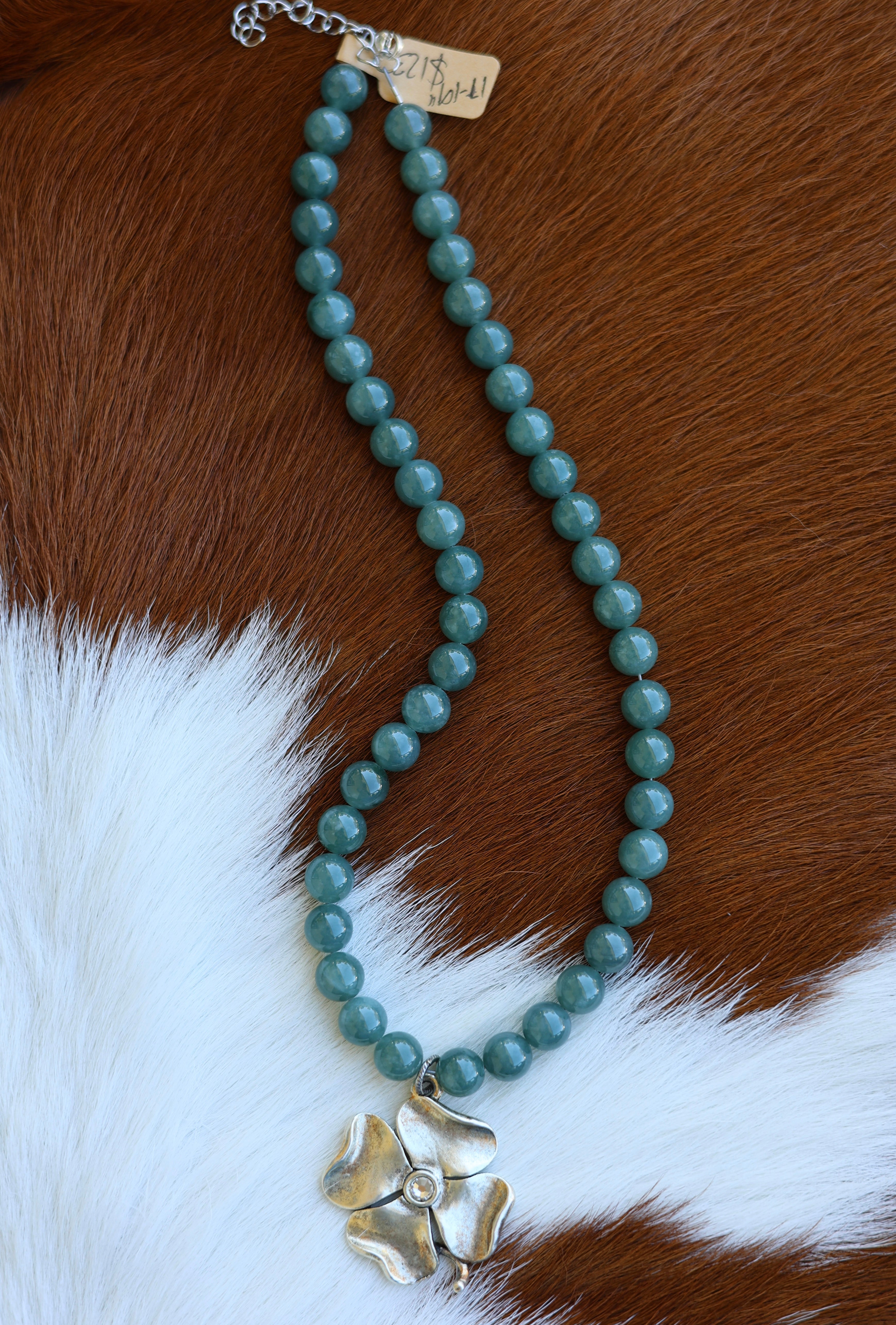 Guatemalan Jade Clover Necklace 17-19”