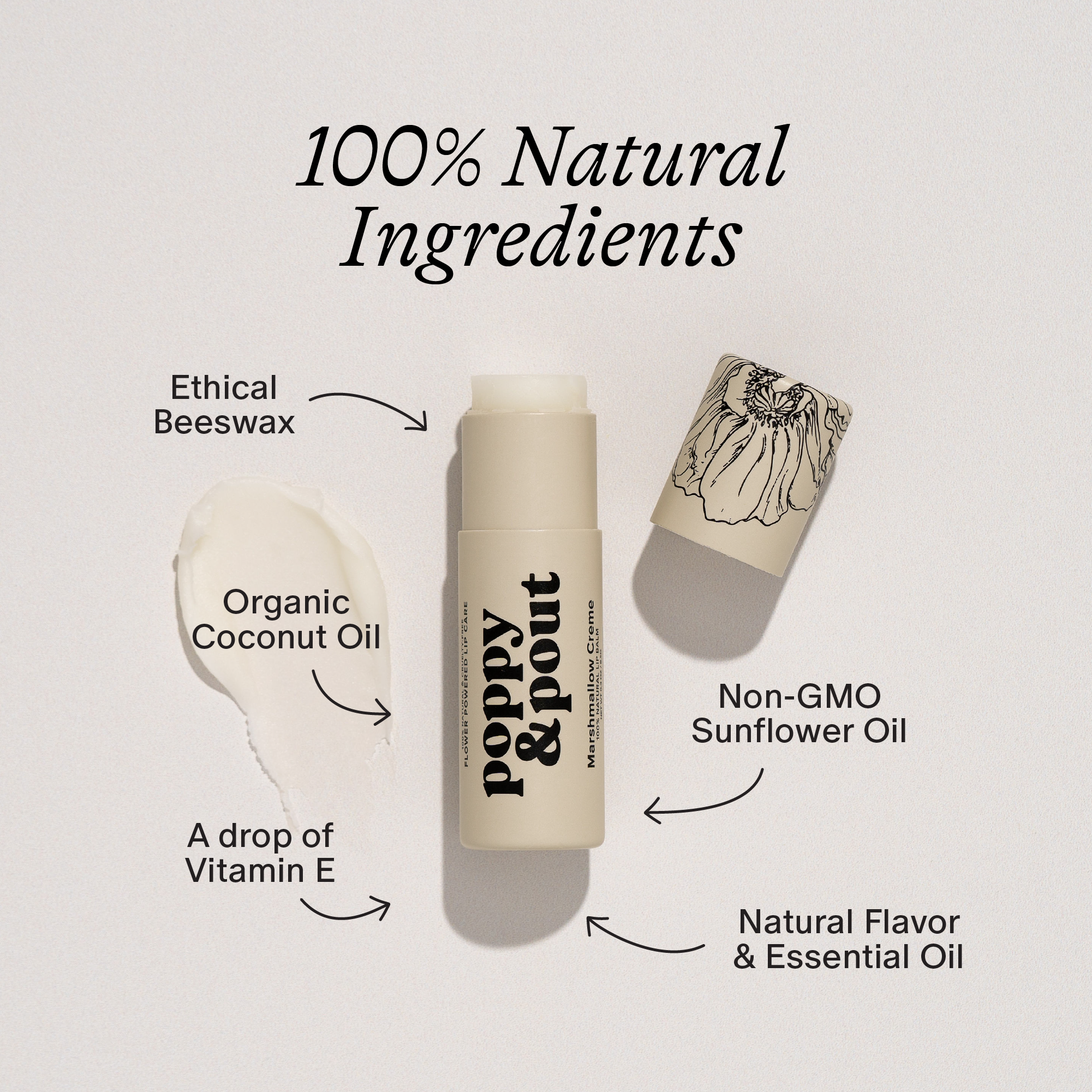 Poppy & Pout Lip Balm in Marshmallow Creme