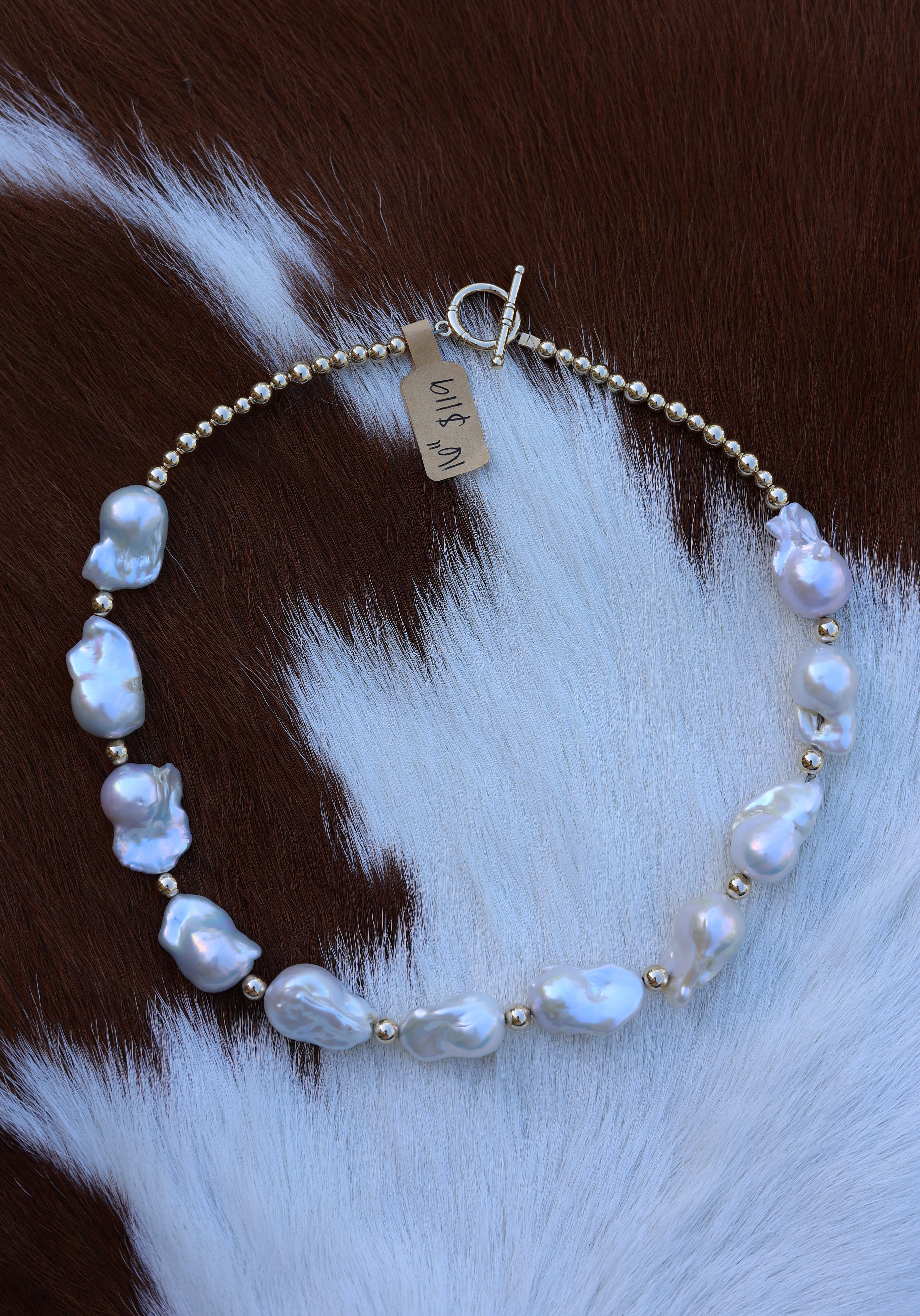 Gold Freshwater Pearl Necklace 16”