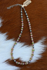 Rhodochrosite & Peridot Necklace 14-16”
