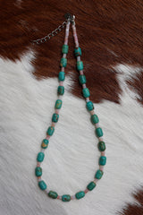 Campitos Turquoise & Pink Opal Necklace 14.5-16.5”