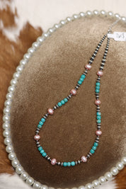 Campitos Turquoise & Freshwater Pearl Necklace 16-17.5"