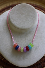 Pink Box Chain & Jade Necklace 16-19”