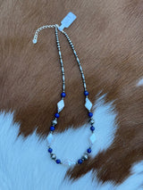 Blue Lapis & Freshwater Pearl Necklace 17”