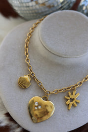 Gold Charm Necklace 17”
