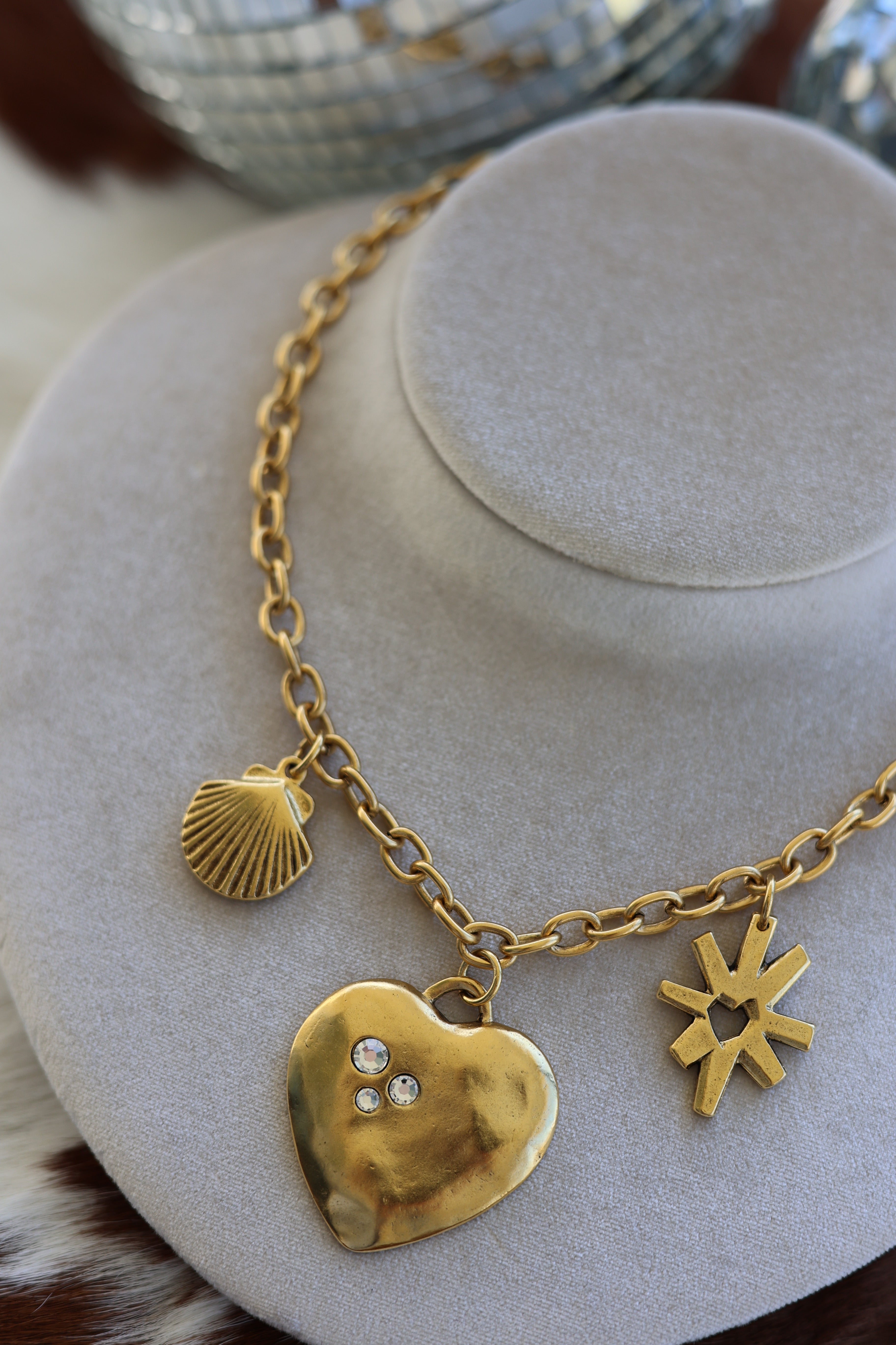 Gold Charm Necklace 17”