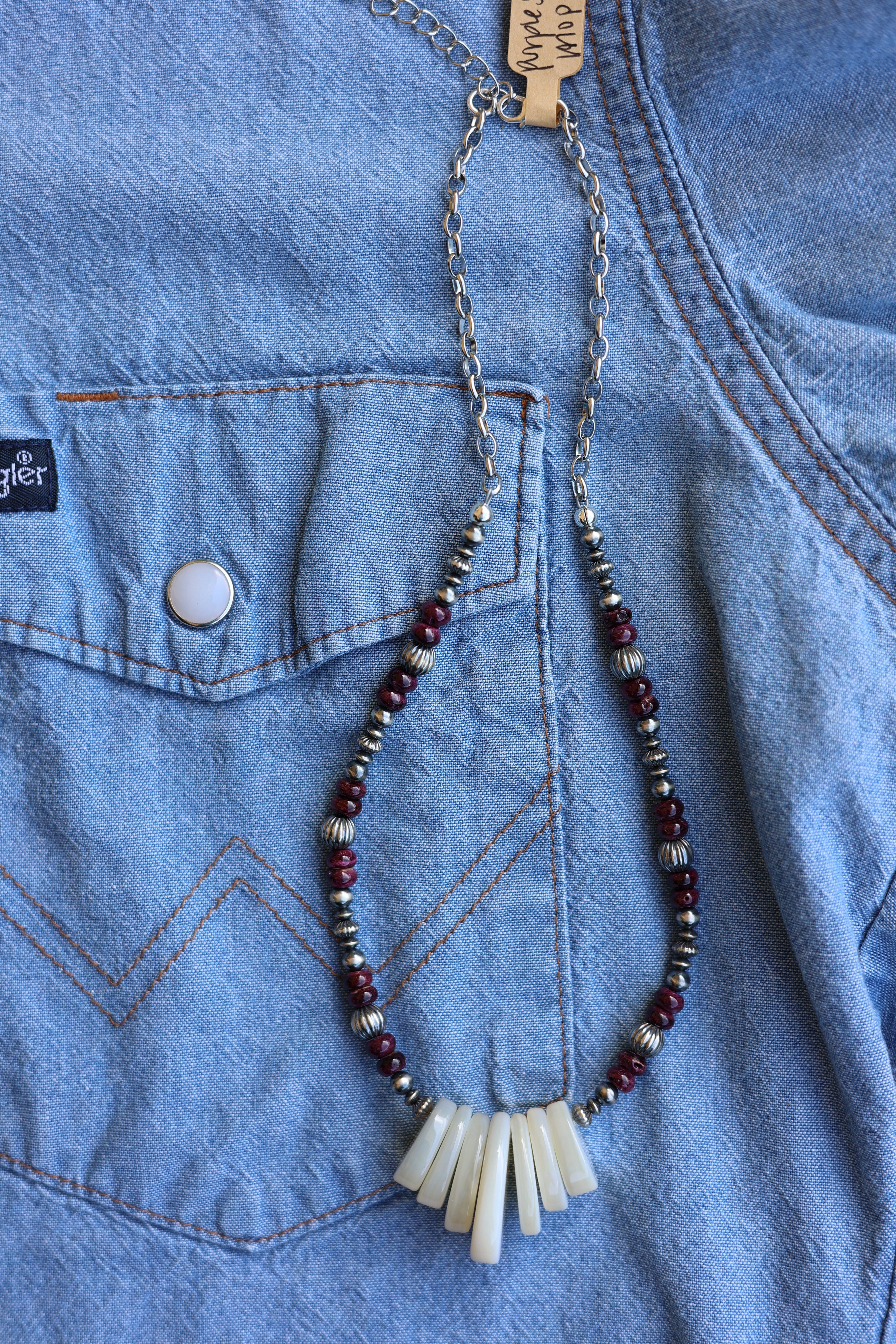 Purple Spiny & Mother of Pearl Necklace 16-18”