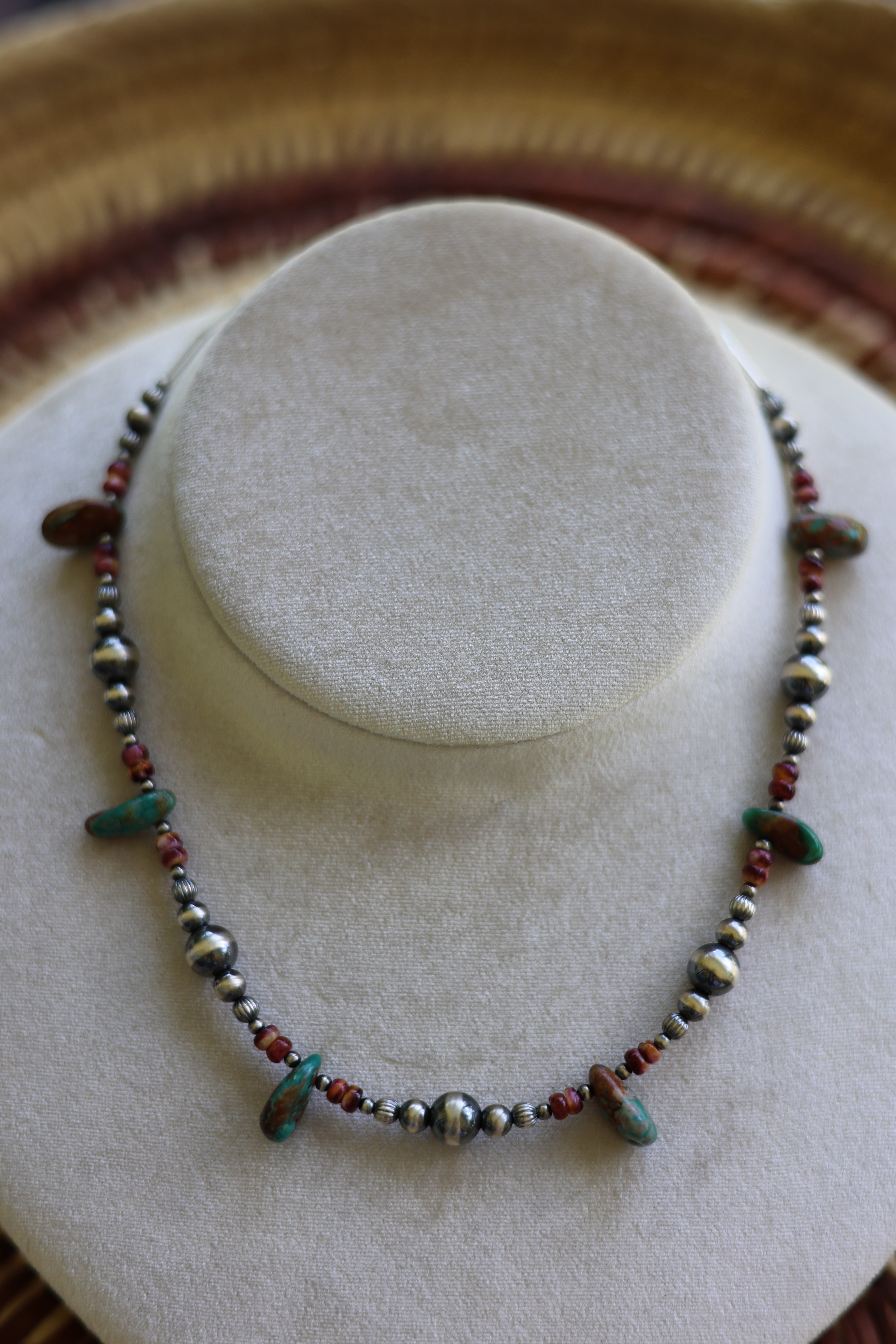Fox Turquoise & Purple Spiny Oyster Necklace 16-18”