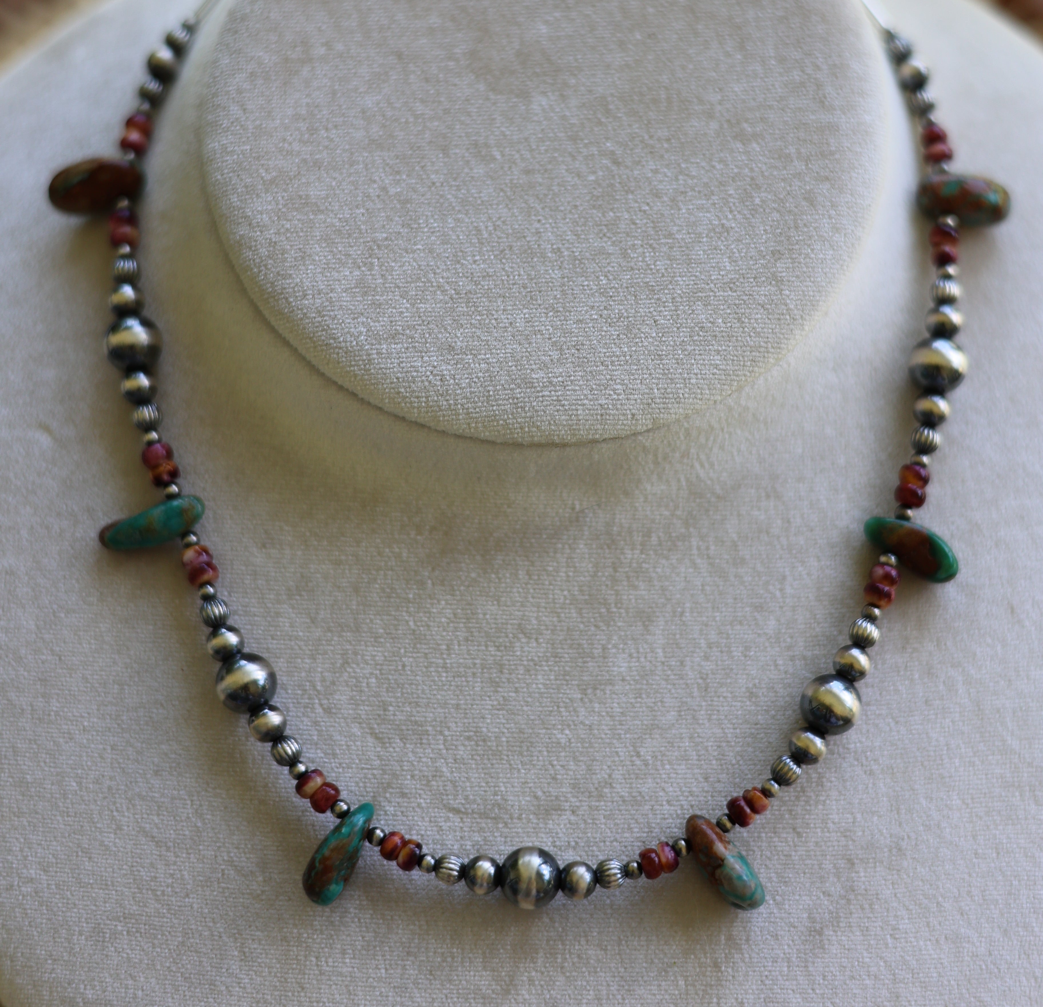 Fox Turquoise & Purple Spiny Oyster Necklace 16-18”