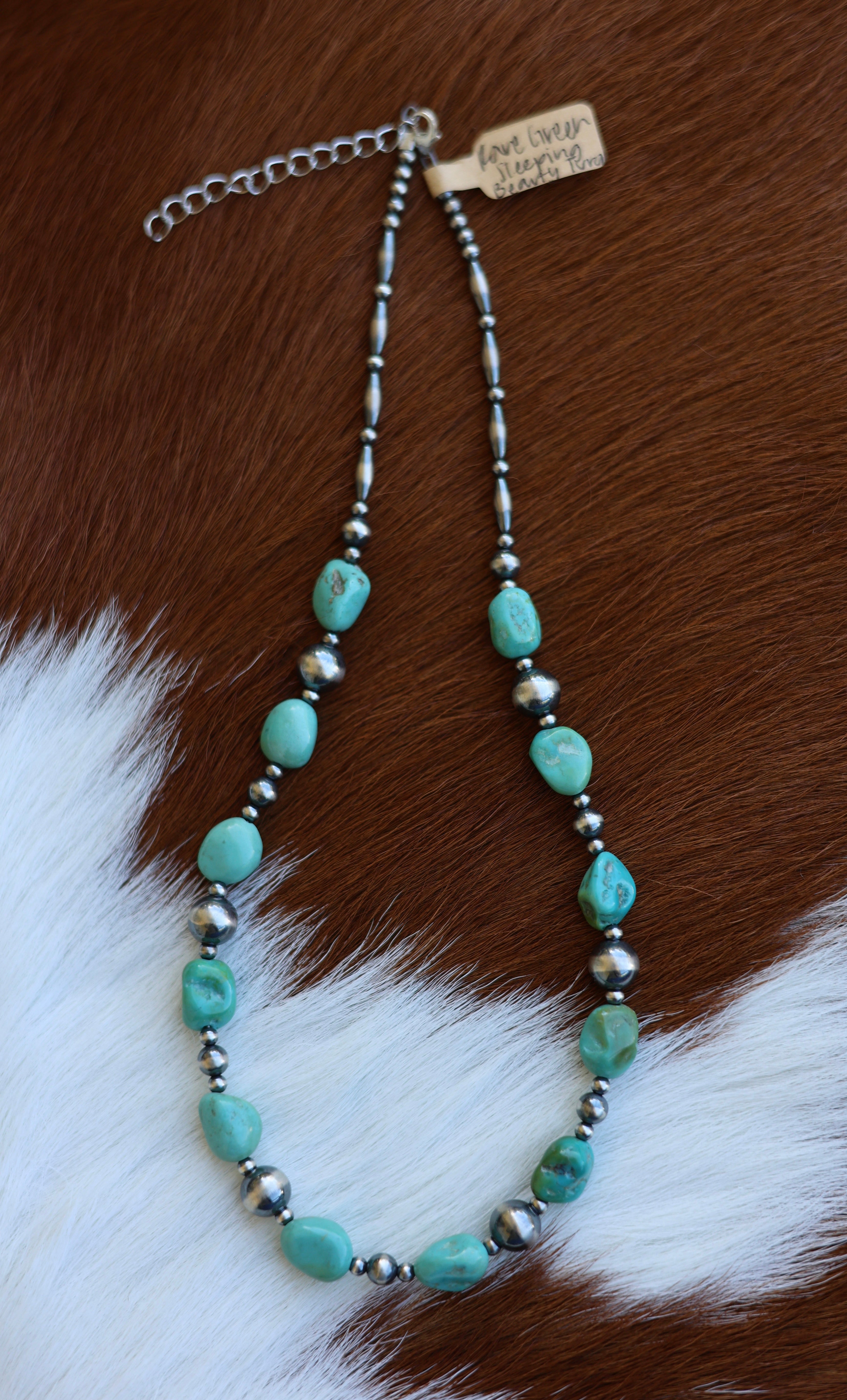 Rare Green Sleeping Beauty Turquoise Necklace 16.5-18.5”