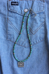 Campitos Turquoise & Horse Charm Necklace 15-17”
