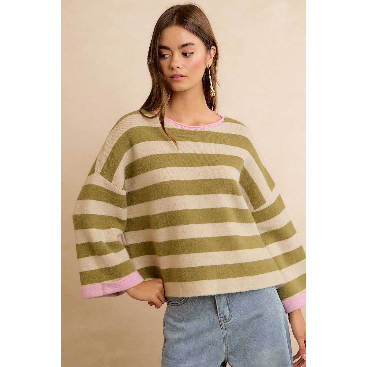 The Olive Striped Sweater
