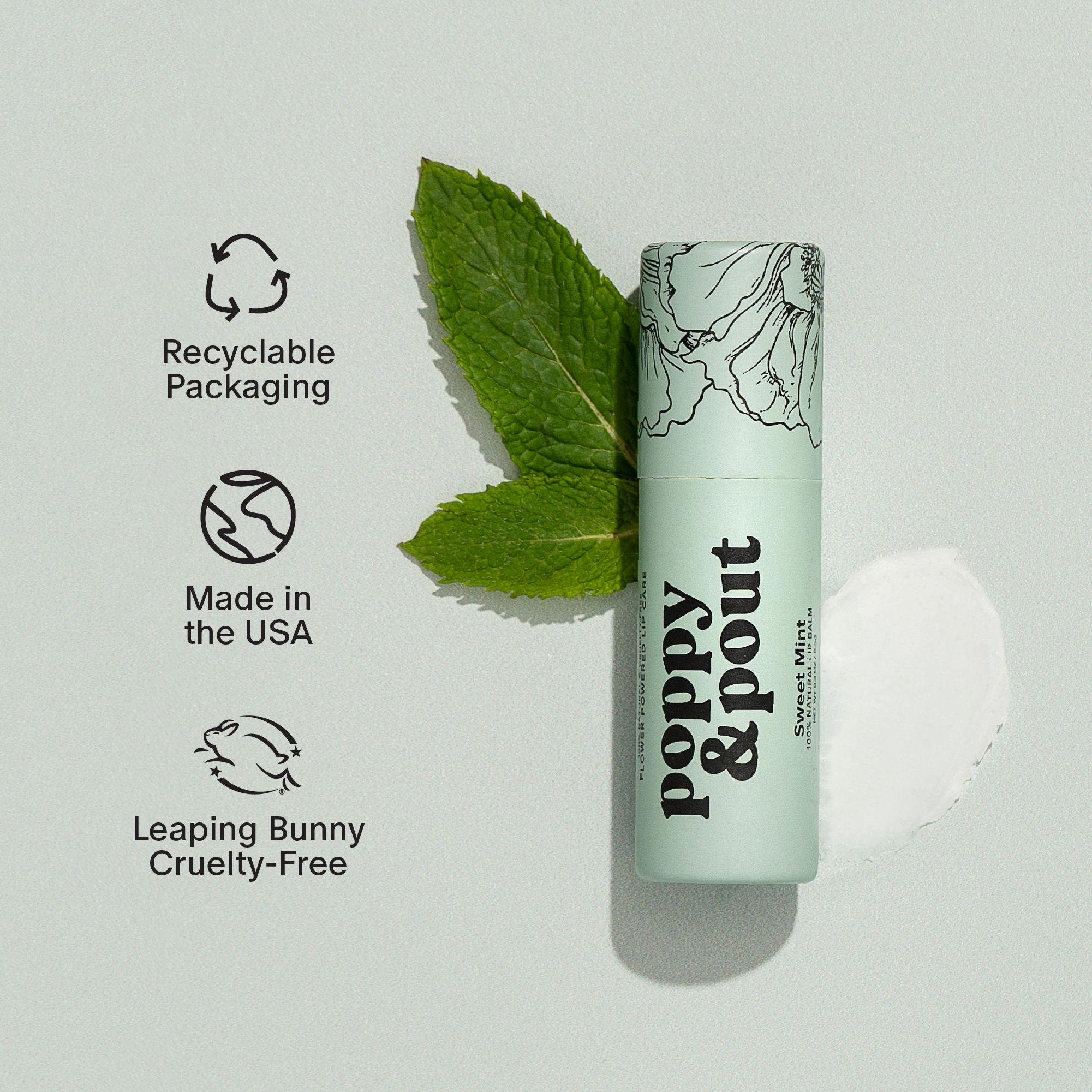 Poppy & Pout Lip Balm in Sweet Mint